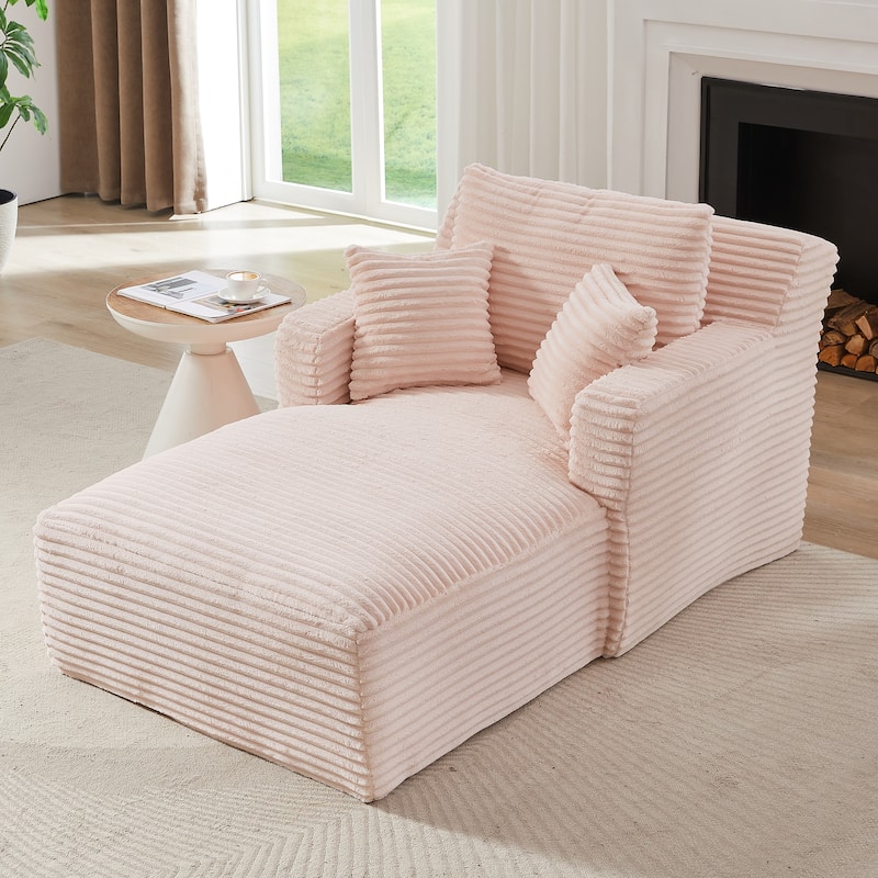 Indoor Single Chaise Sofa, Modern Corduroy Upholstery, No Assembly Required, Comfy Sleeper for Living Room, Office