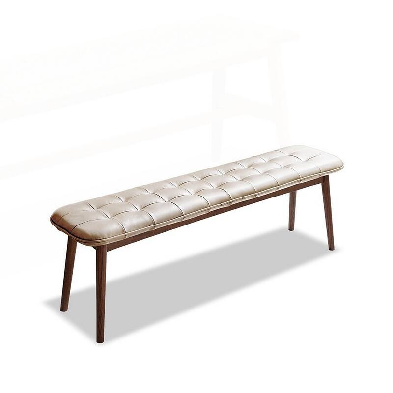 Versatile Oak Wood Bench with Leather Cushion for Various Rooms