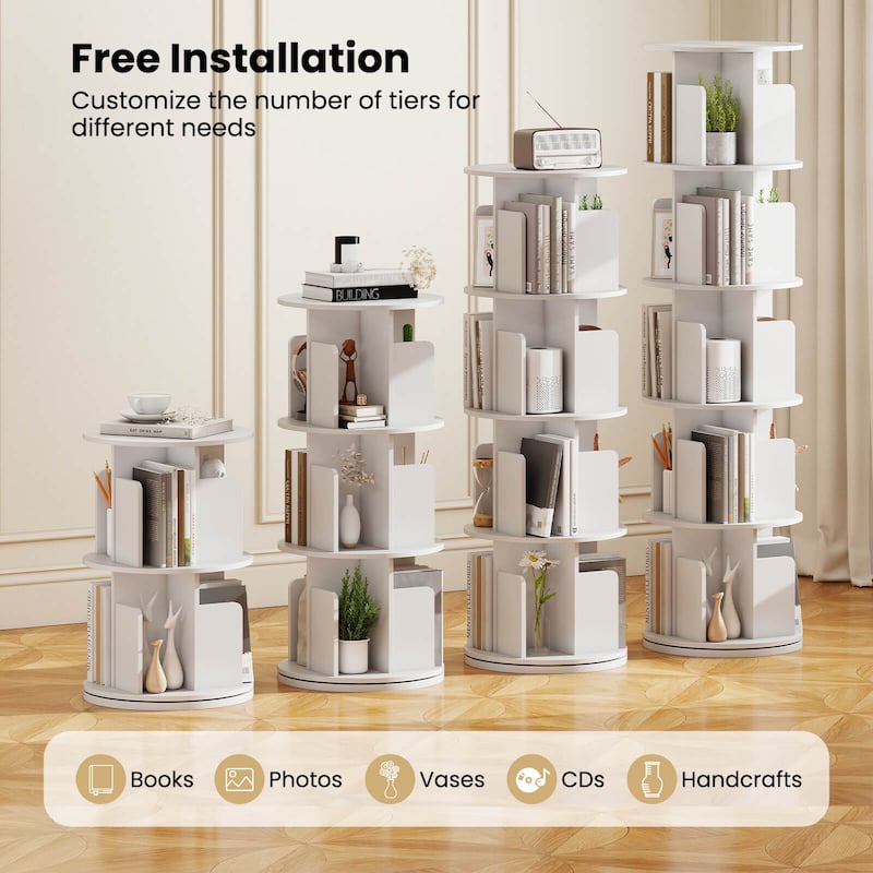 Costway 1/2 PCS 5-Tier Rotating Bookshelf 360° Display Rack with - See Details