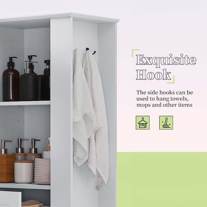 Tall Storage Cabinet with Tilt-Out Compartment,Adjustable Shelves,for Bathroom