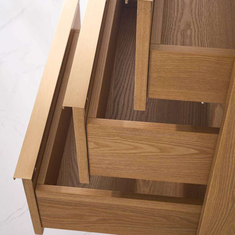 36"/48"/60" W Width Solid Wood Bathroom Vanity with Stain-resistant Carrera White Quartz Top and Sink