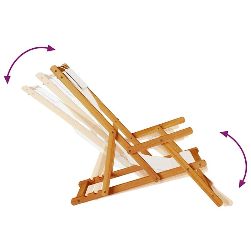 vidaXL Beach Chair 61.5 x 123 x 82cm Solid Acacia wood - 24.2 x 48.4 x 32.3 in