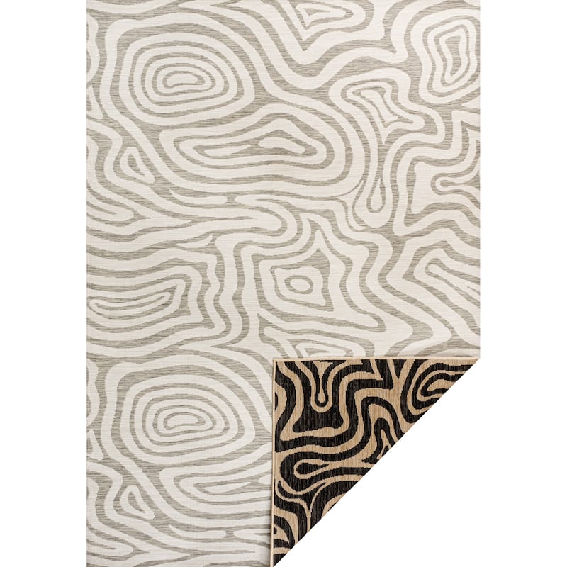 JONATHAN Y Reversible Janus Modern Bohemian Abstract Organic Machine-Washable Gray/Cream Indoor/Outdoor Rug