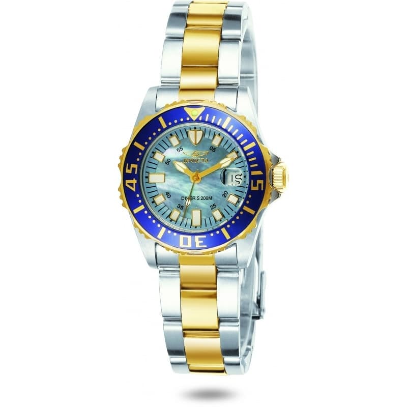 Invicta Women's 2961 Pro Diver Quartz 3 Hand Blue Dial Watch - Mother of Pearl