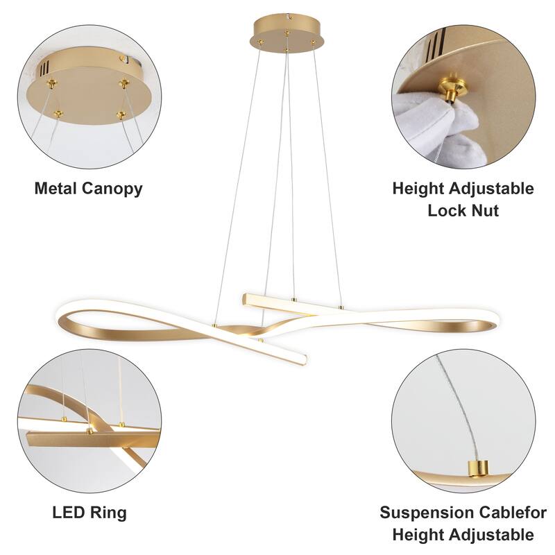 33.07-inch Dimmable Modern LED Chandelier for Dining Room Kitchen