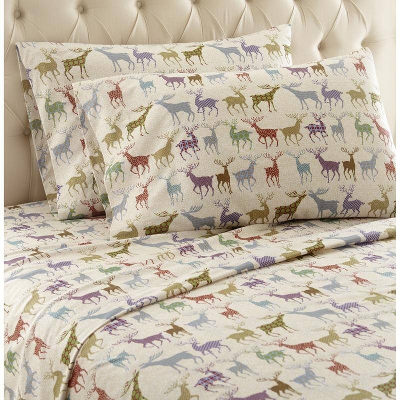 Shavel Micro Flannel® Patterned 4-piece Sheet Set - Full - colorful deer