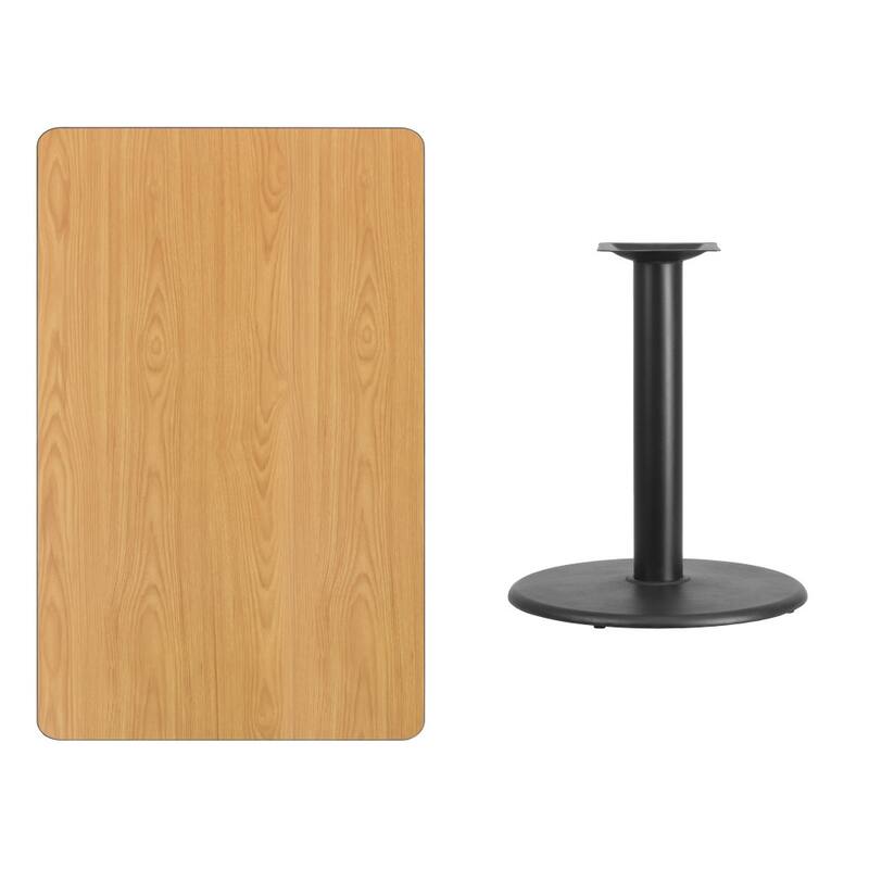 30'' x 48'' Rectangular Laminate Table Top with 24'' Round Table Height Base - 30"W x 48"D x 31.125"H - 30"W x 48"D x 31.125"H