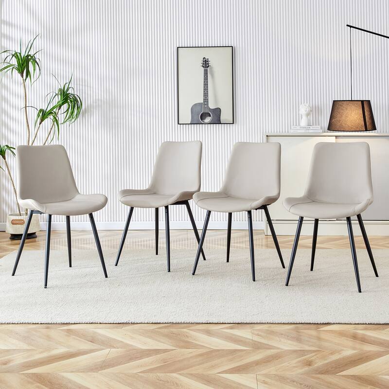 Artificial Leather Dining Chair - Set of 4 - Light Gray