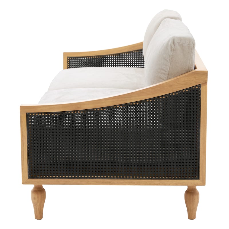 Christopher Knight Home - Riverton Mid-Century Upholstered Loveseat Sofa with Rattan Armrests