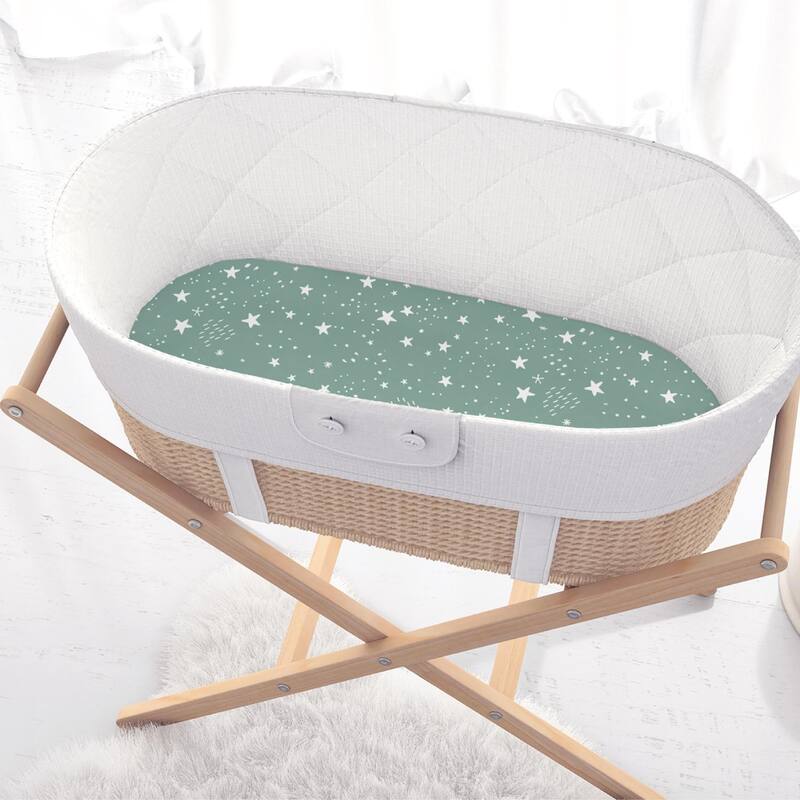 The Peanutshell Green Safari Bassinet Crib Sheet 4 Pack Set