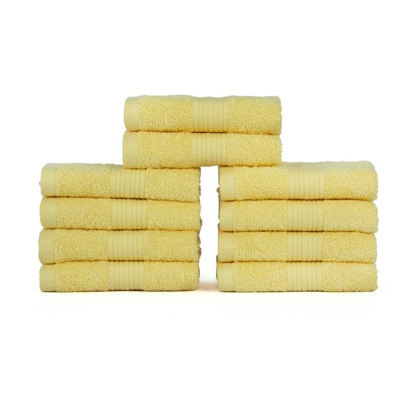 Luxurious Cotton 600GSM Soft Wash Cloths 12X12 Inch by Ample Decor - 10 Pcs