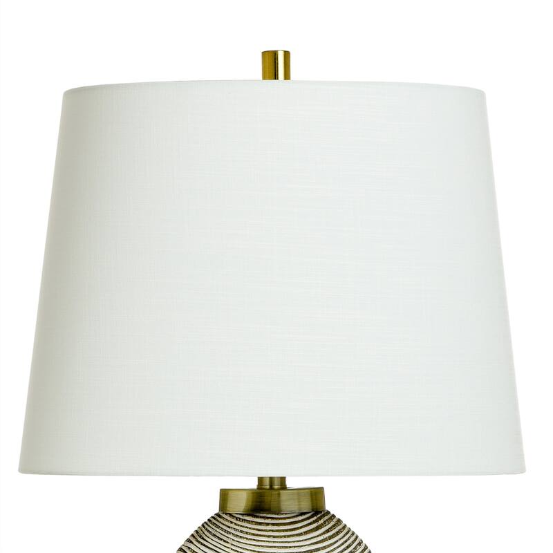 Shallows Brass Table Lamp - Polyresin Double Circle Cream Striped - White Shade