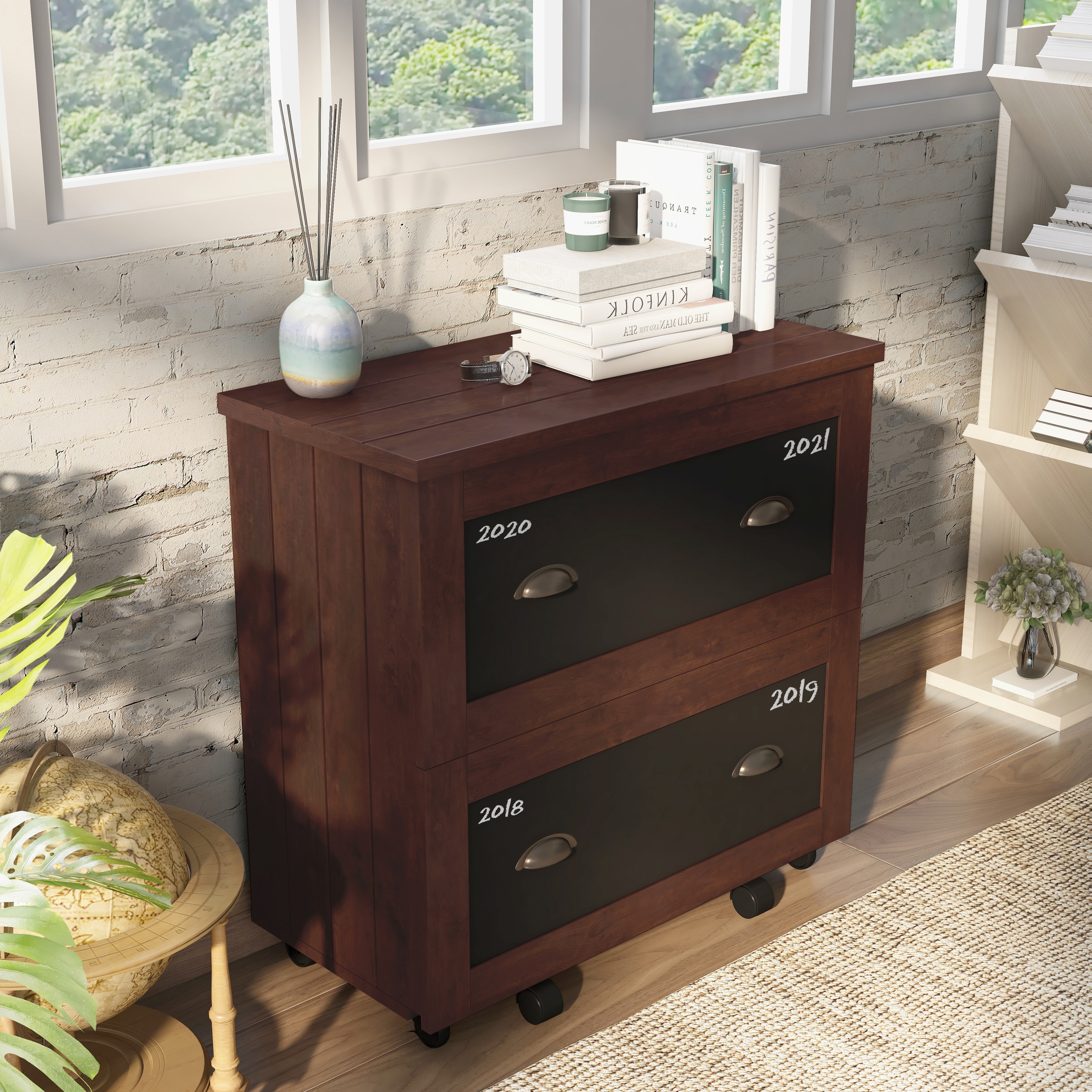 Furniture of America Rele Vintage Walnut 2-Drawer File Cabinet