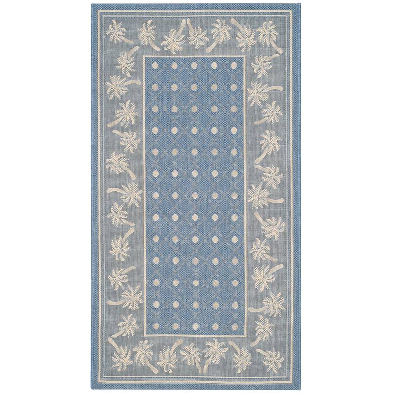 SAFAVIEH Courtyard Merilin Indoor/ Outdoor Geometric Area Rug - 2'7" x 5' - Blue/Ivory