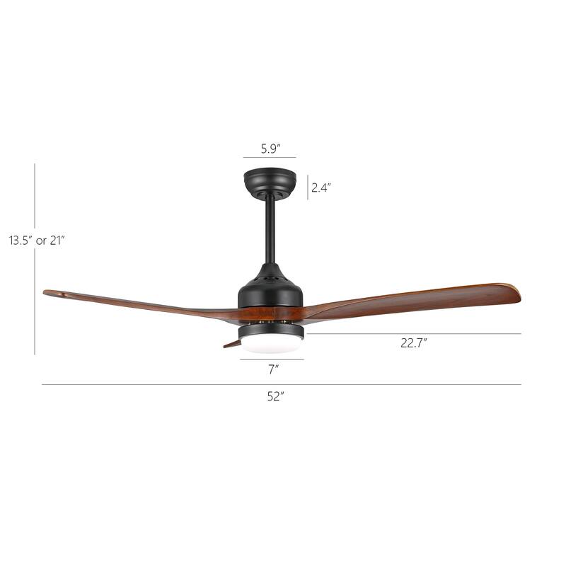 GetLedel 52inch 3Blade Propeller Ceiling Fan with Remote and LED