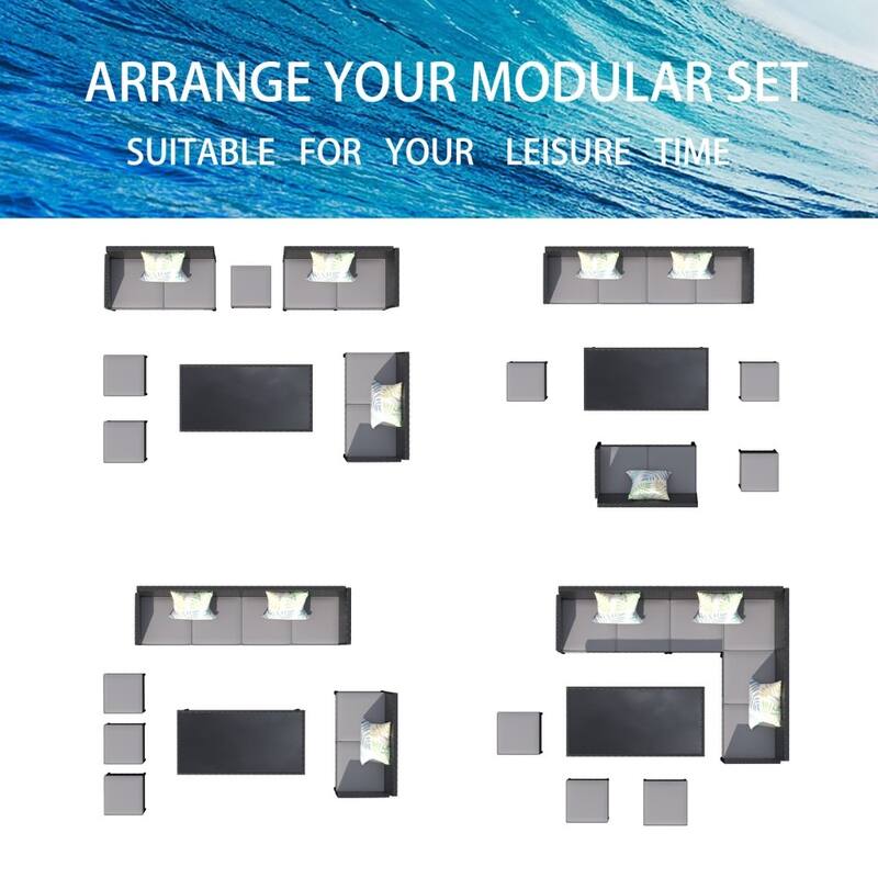 Modern Outdoor 7-piece All-weather Rattan Sofa Set with Waterproof Seat Cushion