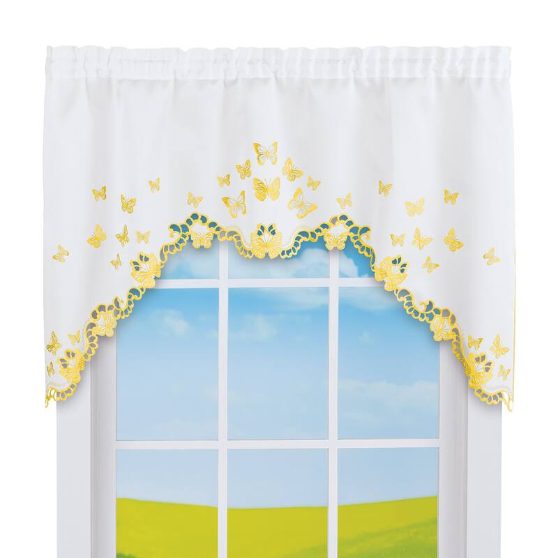 Embroidered Fluttering Butterflies Swag Window Valance - 6.250 x 6.250 x 1.500