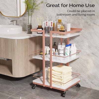 Rolling Cart, 3-Tier Multifunctional Storage Cart, Storage Trolley for bathroom, living room