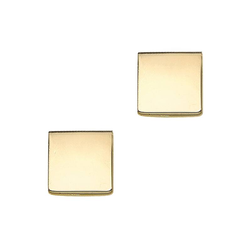 Curata 14k Yellow Gold Polished 4.9mm Flat Square Stud Earrings