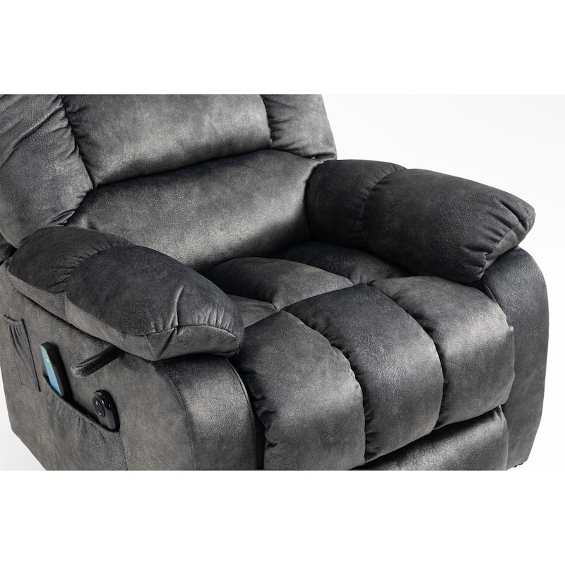 Power Lift Recliner Chair with Massage & Heat, Velvet Upholstered Electric Recliner, Lounge Sofa Chair with Side Pockets