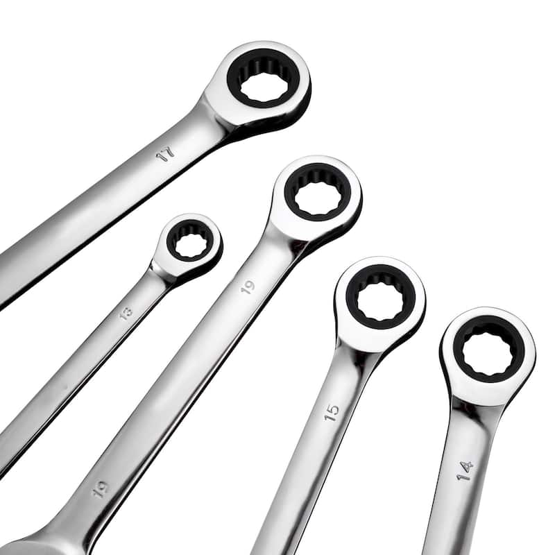 8-Piece Chrome Vanadium Steel Combination Wrench Set with Organizer Rack - 9.3 x 8 x 1.5 in