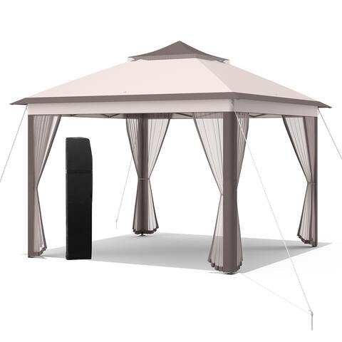 Costway 11'x11' 2-Tier Pop-Up Gazebo Tent Portable Canopy Shelter - See Details