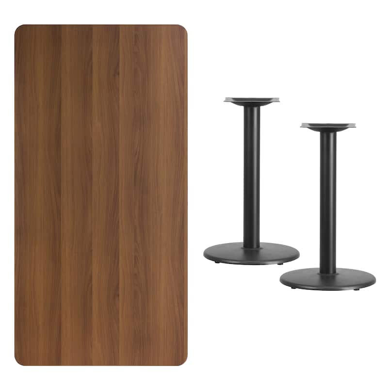 30'' x 60'' Rectangular Laminate Table Top with 18'' Round Table Height Bases - 30"W x 60"D x 31.125"H - 30"W x 60"D x 31.125"H
