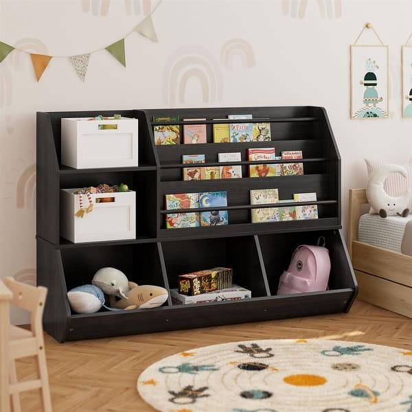 slide 2 of 20, Ameriwood Home Tyler Kids Extra Large Book and Toy Storage Organizer, Black Oak