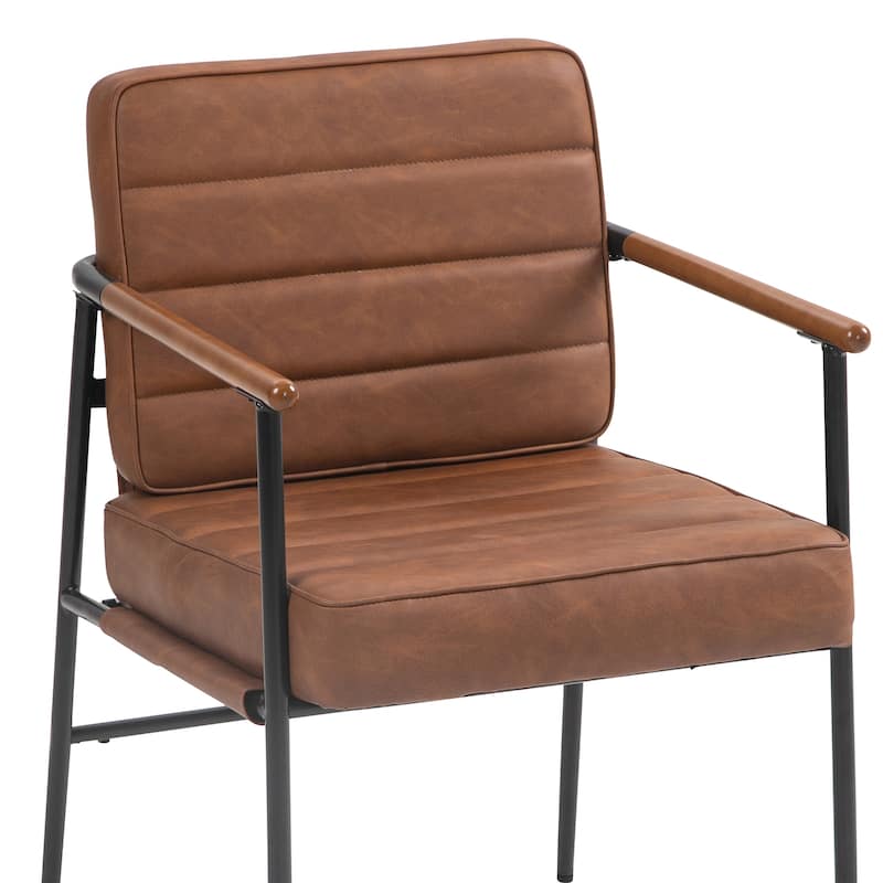 Beckett Brown Faux Leather Dining Chair with Black Iron Legs