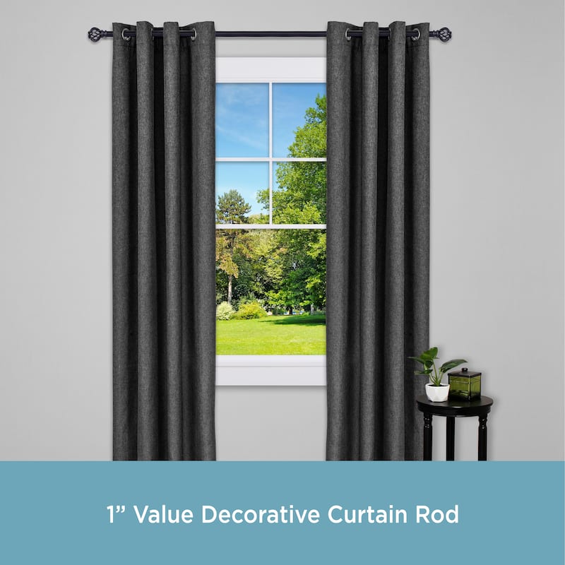 Kenney® Cage 1" Value Decorative Window Curtain Rod, 30-84", Black