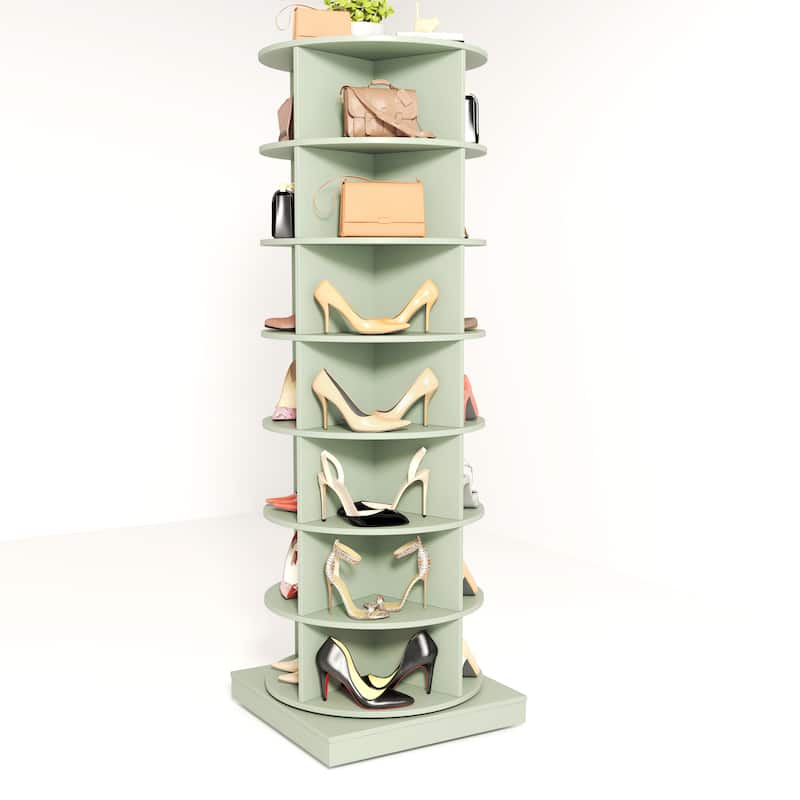 Green 360 Degree Rotating Shoe Rack, 7 Layers for 24 Pairs, Easy Assembly, Stylish Design, Carousel for Shoes and Handbags