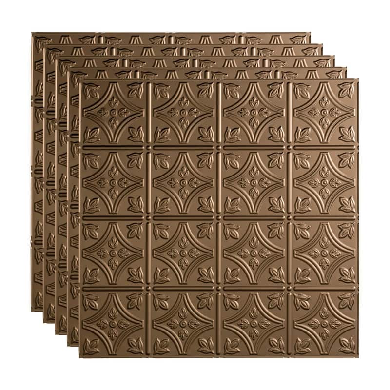 FASÄDE Traditional Style 1 Decorative Vinyl 2ft x 2ft Lay in Ceiling Panel in Argent Bronze (5 Pack) - 5 Pack - Argent Bronze