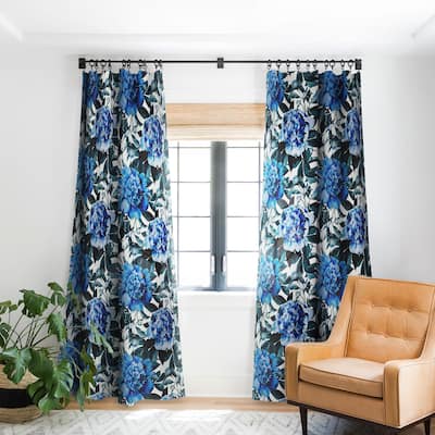Blackout Indigo Floral Made-to-Order Curtain Panel (One Panel)