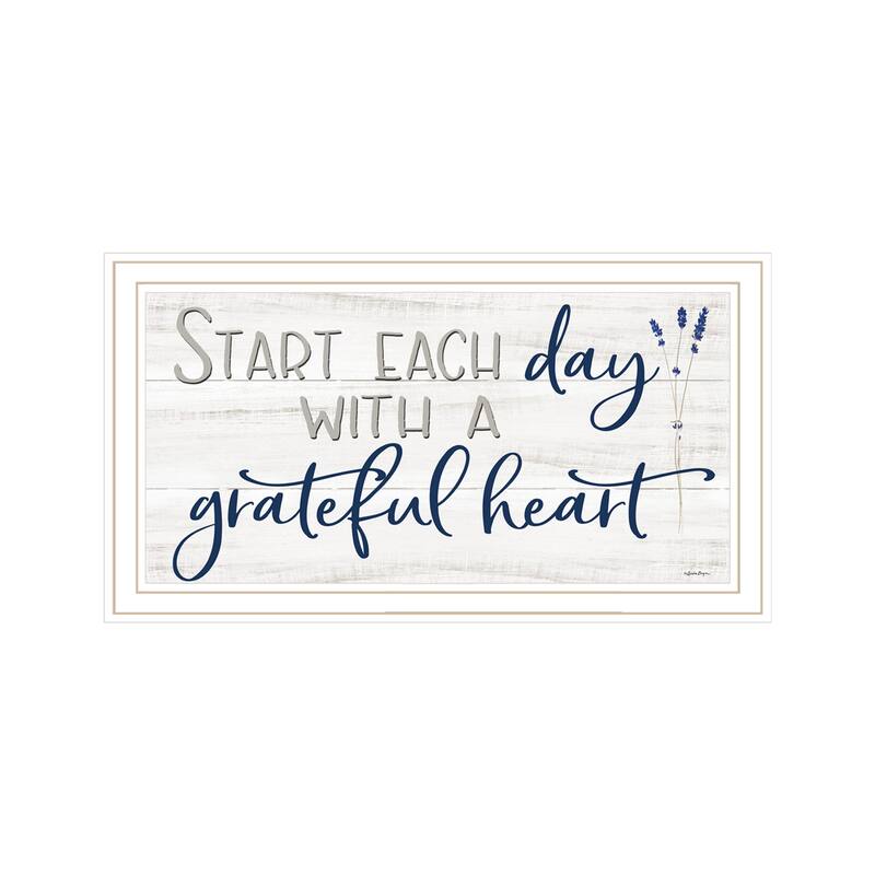 TrendyDecor4U Contemporary "Grateful Heart" Framed Print Wall Art - White