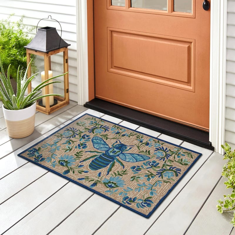Liora Manne Frontporch Flora Bee Indoor/Outdoor Rug