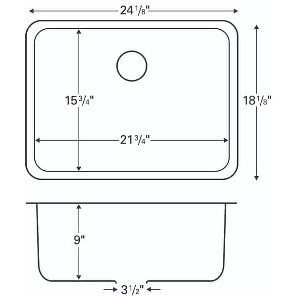 Karran Undermount Stainless Steel 24 in. Single Bowl Kitchen Sink