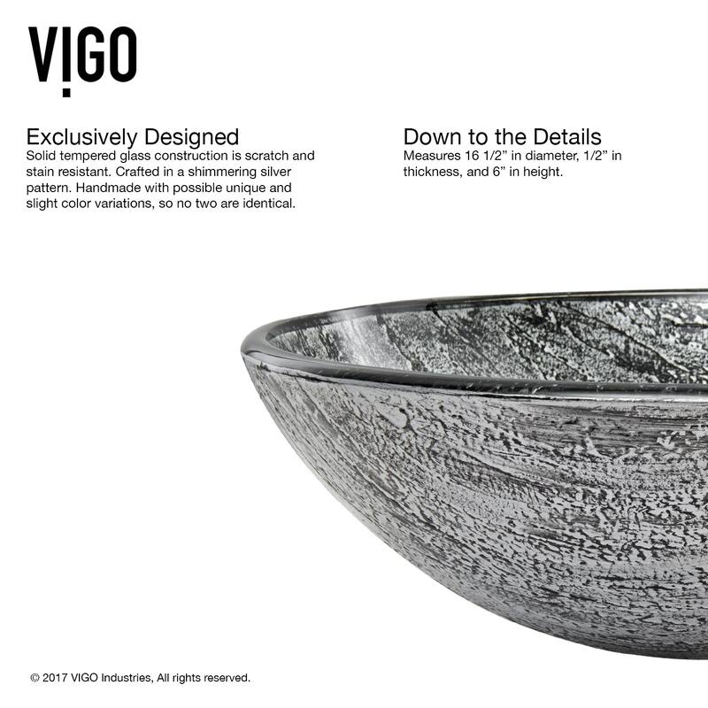 VIGO Giovanni 17"L x 17"W x 6"H Glass Round Vessel Bathroom Sink