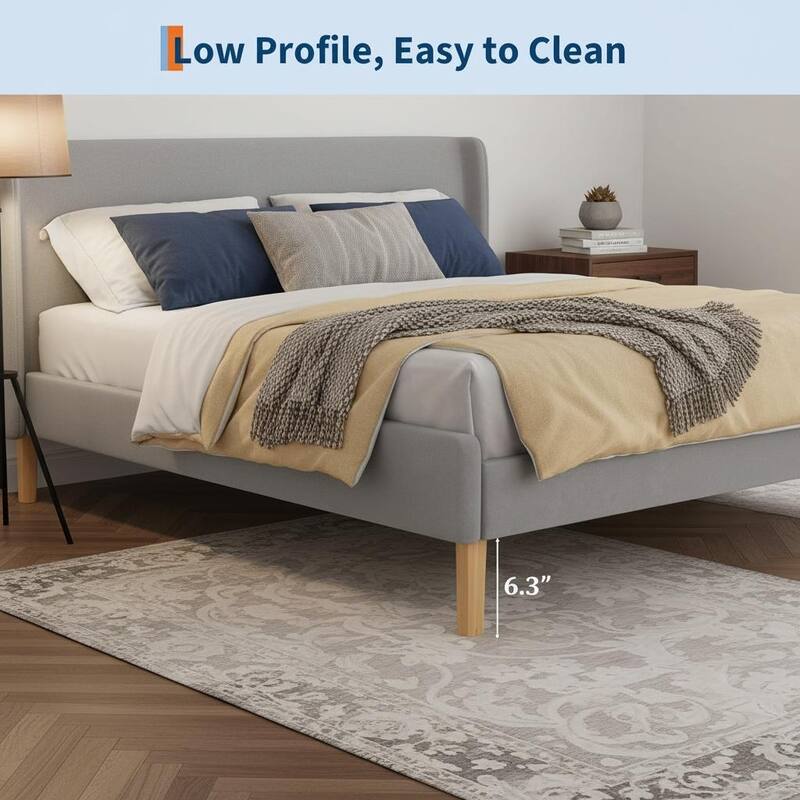 Bed Frame, Adjustable LED Headboard and Footboard