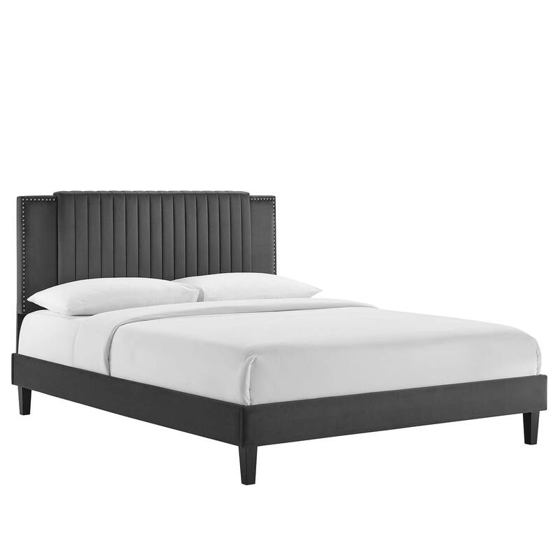 Zahra Channel Tufted Performance Velvet Full Platform Bed