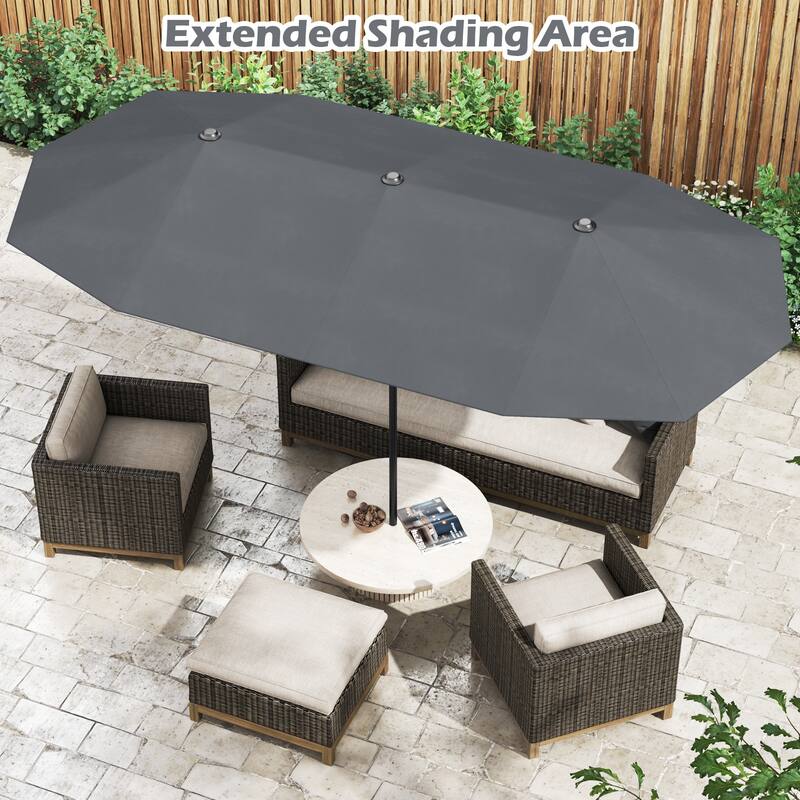 Gymax 13 FT Double-sided Patio Umbrella Outdoor Large Twin Size