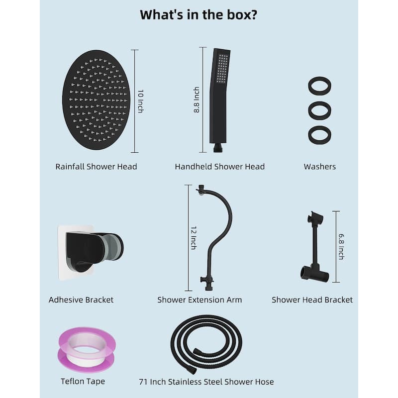 10-Inch All Metal High Pressure Rain Shower Head With Handheld Combo