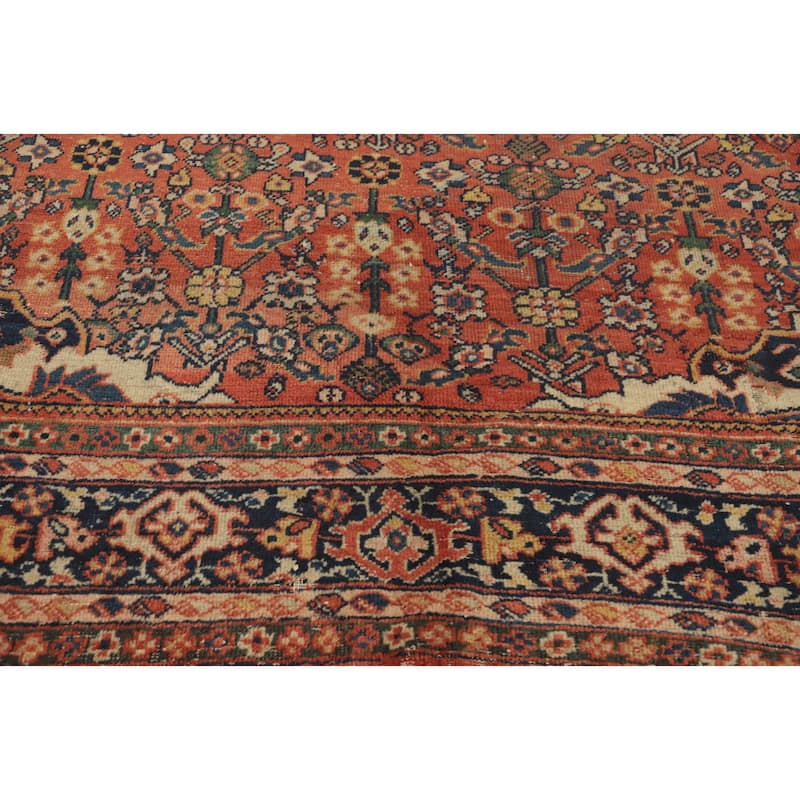 Hand Knotted Oriental 100% Wool Carpet Traditional Floral Oranges & Rust Mahal Area Rug - 11' 10'' X 7' 10''