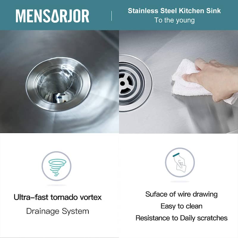 Stainless Steel Single Bowl Undermount Kitchen Sink -27 x 18 x 9-Fregaderos