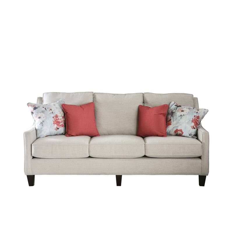 Lilu Transitional Ivory Chenille Upholstered Sloped Arms Sofa by Furniture of America
