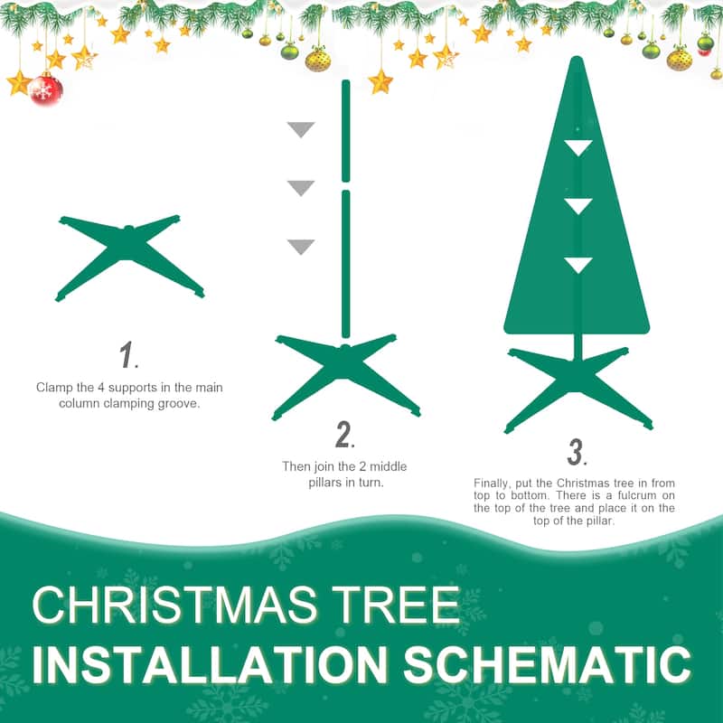 6FT Red Pop-Up Christmas Tree with 150 Warm White LED Lights,Included-4 Ribbons,Bow,Flowers,Snowflakes,Pine Cones&Balls