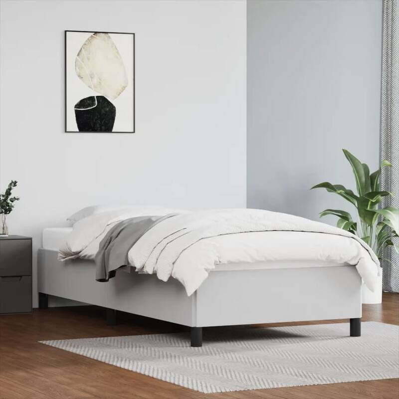 vidaXL Bed Frame, Faux Leather, No Mattress - Dark Gray - Twin XL