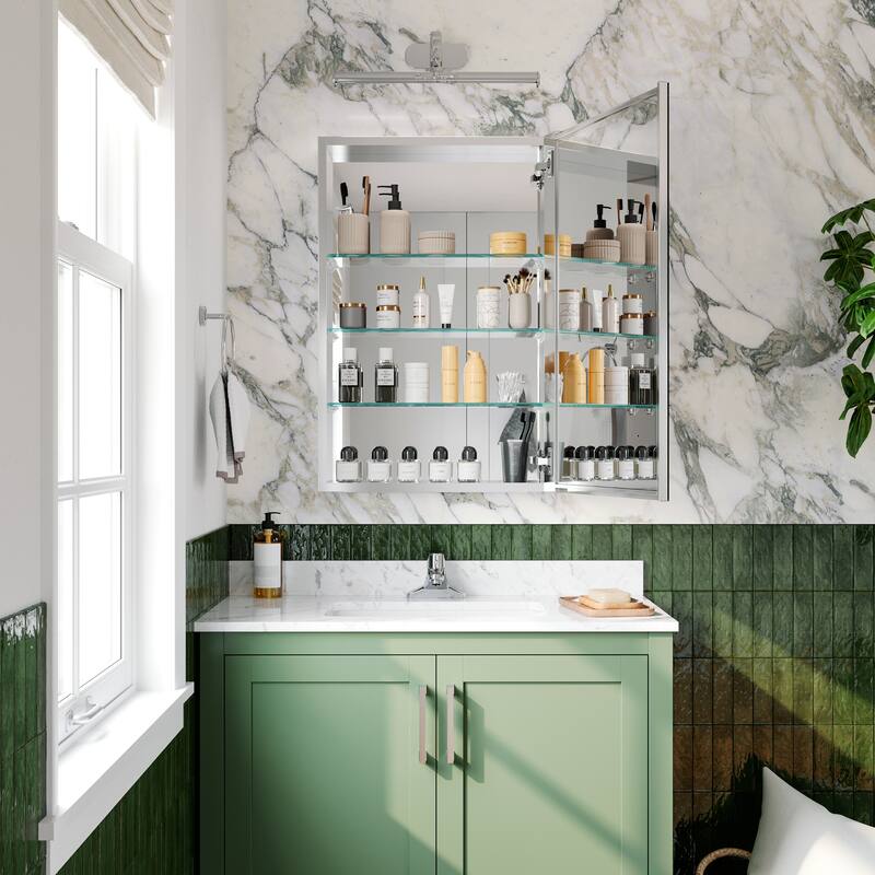 Topcraft Wall Mounted Aluminum Framed Medicine Cabinet