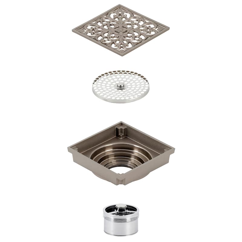 Watercourse Scroll 4" Square Grid Shower Drain