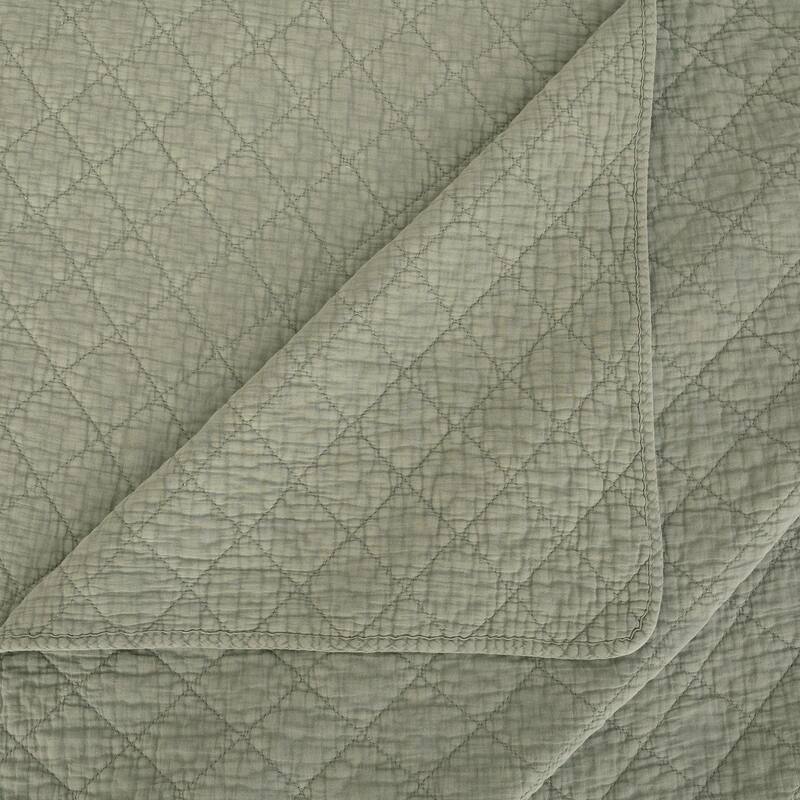 HiEnd Accents Stonewashed Cotton Gauze Traditional Style Solid Color Diamond Stitch 1 Piece Quilt