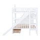 preview thumbnail 83 of 98, Bunk Bed Castle Playhouse Solid Wood Stairs Bed Frame with Storage Shelves & 2 Drawers, Children's Slide Bed with Guardrail